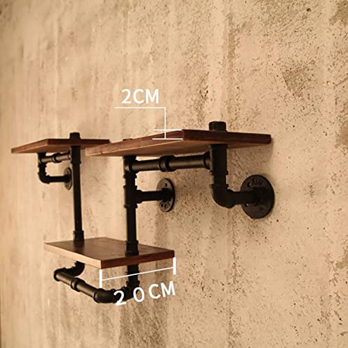 Home Metal Wall Decor, Industrial Rustic Modern Wood Ladder Pipe Wall Mounted Floating Shelves - Bookshelf, DIY Storage Shelving, Hung Bracket, Bookcase, 3-Tiers Rustic Floating Bar Shelves Wine Shelf