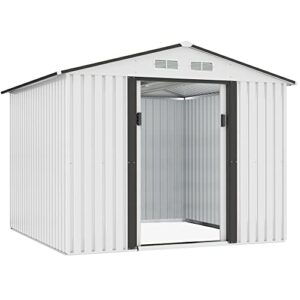 hogyme 8′ x 8′ storage shed outdoor garden shed metal shed suitable for storing garden tool lawn mower ladder