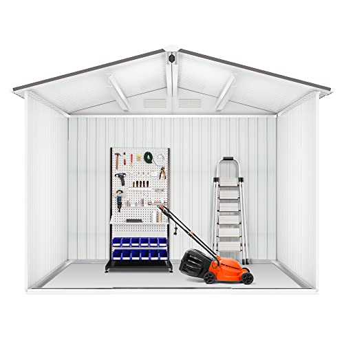 HOGYME 8' x 8' Storage Shed Outdoor Garden Shed Metal Shed Suitable for Storing Garden Tool Lawn Mower Ladder