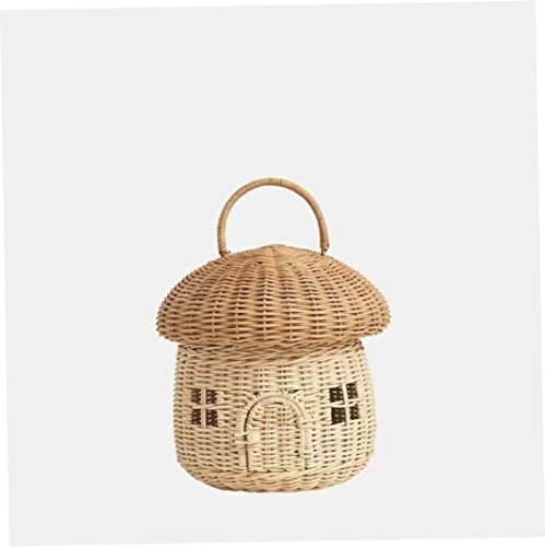 Woven Storage Basket, Decorative Woven Basket with Lid, Woven Handle Basket for Shelf Organizer, Decorative Box for Baby Kids Room |Drying Net