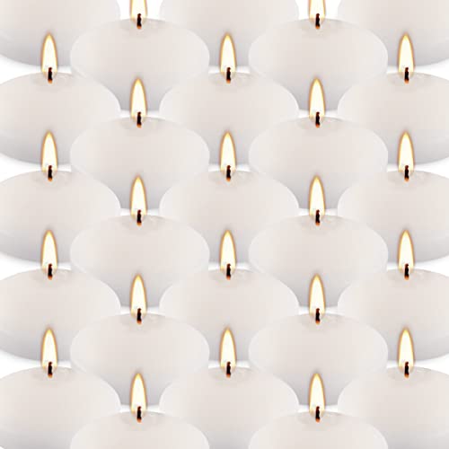 CIPHANDS 36 Pack Floating Candles, 3'' White Unscented Dripless Wax Burning Candles, for Cylinder Vases, Weddings, Party and Holiday