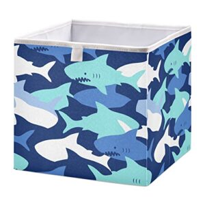 xigua shark rectangle storage bin large collapsible storage box canvas storage basket for home,office,books,nursery,kid’s toys,closet