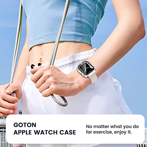 [2 in 1] Goton for Waterproof Apple Watch Screen Protector 44mm Series 6/5 / 4 / SE Case, Bling Apple Watch Cover with Tempered Glass Screen Protector, Front & Back Bumper for iWatch 6 5 4 SE 44mm