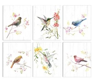hongruifan hummingbird wall art canvas flower pictures watercolor artwork prints painting 8×10 inch set of 6 unframed for kitchen