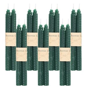 yoption 7 pair beeswax handmade taper candles, 9 inch green natural honeycomb tapers candles for home gift ideas, chrismas candles, mothers day gifts and party dinner decoration (green)