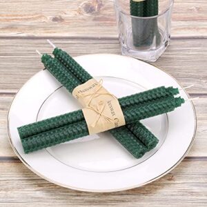 Yoption 7 Pair Beeswax Handmade Taper Candles, 9 Inch Green Natural Honeycomb Tapers Candles for Home Gift Ideas, Chrismas Candles, Mothers Day Gifts and Party Dinner Decoration (Green)