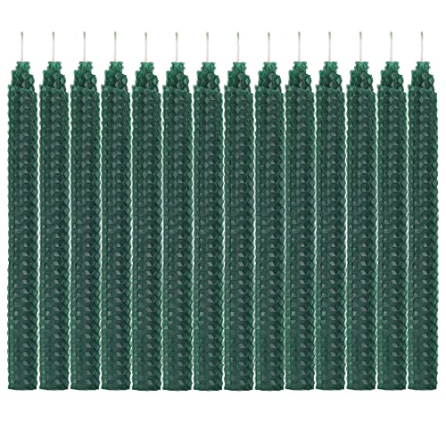 Yoption 7 Pair Beeswax Handmade Taper Candles, 9 Inch Green Natural Honeycomb Tapers Candles for Home Gift Ideas, Chrismas Candles, Mothers Day Gifts and Party Dinner Decoration (Green)
