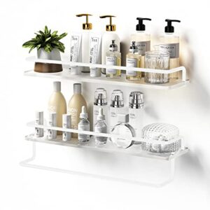 acliys floating shelves arcylic bathroom shelves with towel bar wall mounted storage shelves for bathroom/living room/kitchen/bedroom set of 2（white）