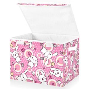 runningbear kawaii rabbit large storage bins with lid collapsible storage bin storage containers foldable fabric storage boxes for home office