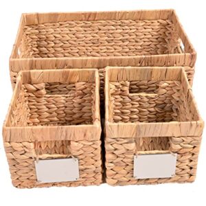 water hyacinth storage baskets for shelves, woven baskets for storage, baskets for organizing, wicker storage basket, seagrass storage baskets, organization baskets 3 pcs