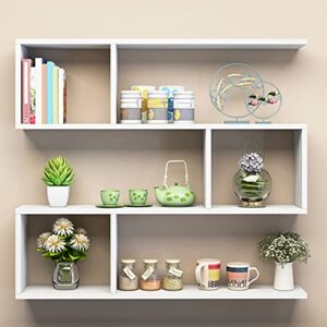litfad floating shelf for wall storage, decor bookcase engineered wood book shelf wall shelf for study room office living room bedroom – white 39.4″ l x 5.9″ w x 29.5″ h