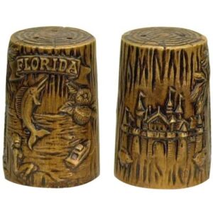 classic state of florida carved ceramic salt and pepper shakers