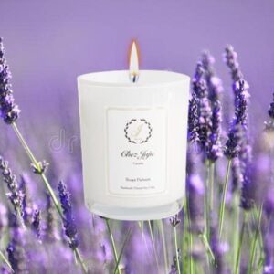 Chez Juju Lavender Scented Candle | 100% Pure Natural Soybean Wax | Luxurious Clean Burning Aromatherapy | Plant Based Vegan Eco Friendly | Pilates, Yoga, Bath, Gift, Relax, Meditation Candle