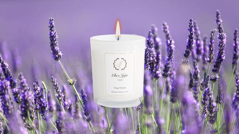 Chez Juju Lavender Scented Candle | 100% Pure Natural Soybean Wax | Luxurious Clean Burning Aromatherapy | Plant Based Vegan Eco Friendly | Pilates, Yoga, Bath, Gift, Relax, Meditation Candle