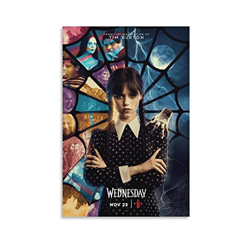 ZBDLXMD Wednesday Addams Jenna Ortega TV Series Poster Poster Canvas 90s Wall Art Room Aesthetic Posters 12x18inch(30x45cm)