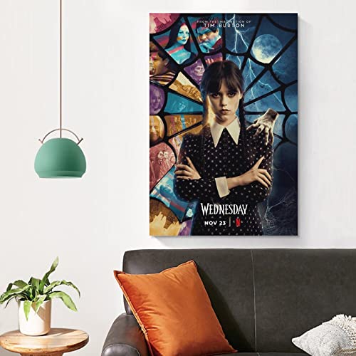 ZBDLXMD Wednesday Addams Jenna Ortega TV Series Poster Poster Canvas 90s Wall Art Room Aesthetic Posters 12x18inch(30x45cm)