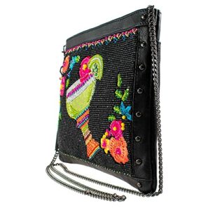 Mary Frances Salt on the Rim Beaded Margarita Leather Crossbody Clutch Handbag, Black