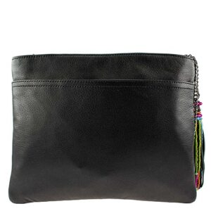 Mary Frances Salt on the Rim Beaded Margarita Leather Crossbody Clutch Handbag, Black