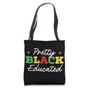 pretty black educated black history month afrocentric tote bag