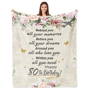 80th birthday gifts for women, gifts for 80th birthday women blanket 60″ x 50″, 80th birthday gift ideas, 80 year old birthday decoration for grandma mom wife female, vintage 1943 throw blankets