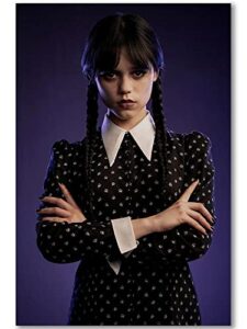wednesday poster movie poster protagonist wednesday addams portrait poster canvas painting wall art for home bedroom living room decor gift (purple,12x18in unframe)