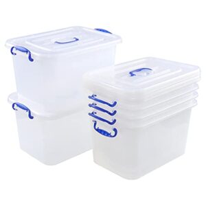 teyyvn 6-pack clear storage box, 12 l plastic storage bin with handle