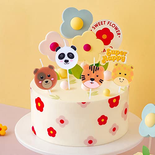 Cute Animal Birthday Candles, Cute Tiger Giraffe Bear Panda Face Shaped Cake Cupcake Candles for Birthday Baby Shower Party Supplies - Set of 4