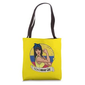 colombian girl bandera heritage mujer chica merchandise tote bag