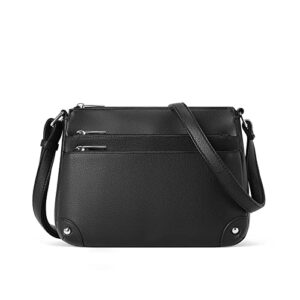 westbronco crossbody bags for women, medium size shoulder handbags, wallet satchel purse with multi zipper pocket black