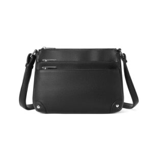 WESTBRONCO Crossbody Bags for Women, Medium Size Shoulder Handbags, Wallet Satchel Purse with Multi Zipper Pocket Black