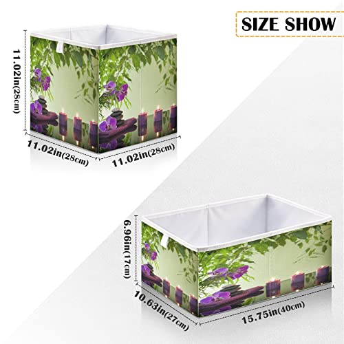 Kigai Aromatic Candles and Orchids Cube Storage Bins - 11x11x11 in Large Foldable Cubes Organizer Storage Basket for Home Office, Nursery, Shelf, Closet