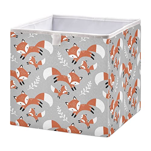 xigua Fox Rectangle Storage Bin Large Collapsible Storage Box Canvas Storage Basket for Home,Office,Books,Nursery,Kid's Toys,Closet