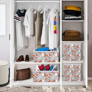 xigua Fox Rectangle Storage Bin Large Collapsible Storage Box Canvas Storage Basket for Home,Office,Books,Nursery,Kid's Toys,Closet