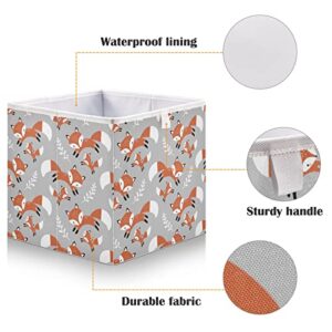 xigua Fox Rectangle Storage Bin Large Collapsible Storage Box Canvas Storage Basket for Home,Office,Books,Nursery,Kid's Toys,Closet