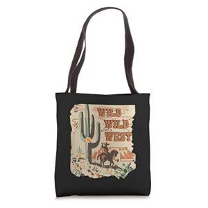 wild west cowboy cactus rodeo western retro horse vintage tote bag