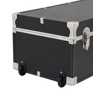 30" Trunk with Wheels & Lock, Wood Storage Container for Adults, Multiple Colors (Color : Black)