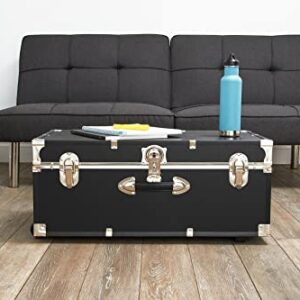 30" Trunk with Wheels & Lock, Wood Storage Container for Adults, Multiple Colors (Color : Black)