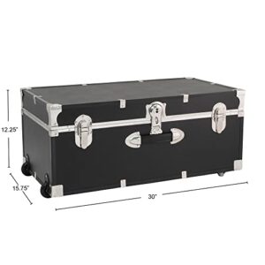 30" Trunk with Wheels & Lock, Wood Storage Container for Adults, Multiple Colors (Color : Black)