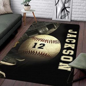 custom baseball ball area rug – baseball rugs for girls room, football area rug anti-skid water absorbent carpet for kitchen living room gifts for baseball players fan