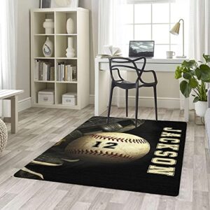 Custom Baseball Ball Area Rug - Baseball Rugs for Girls Room, Football Area Rug Anti-Skid Water Absorbent Carpet for Kitchen Living Room Gifts for Baseball Players Fan