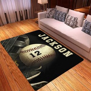 Custom Baseball Ball Area Rug - Baseball Rugs for Girls Room, Football Area Rug Anti-Skid Water Absorbent Carpet for Kitchen Living Room Gifts for Baseball Players Fan