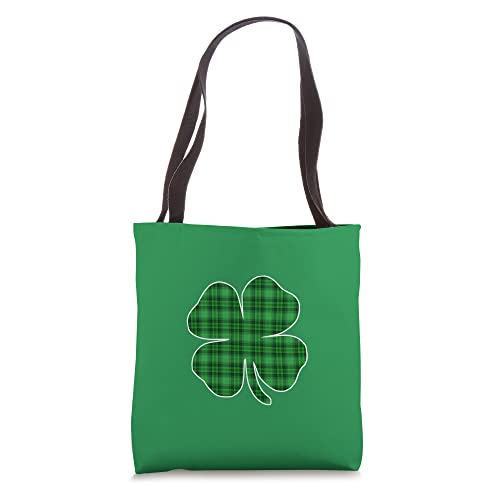 Funny St Patricks Day Irish Green Buffalo Plaid Shamrock Tote Bag