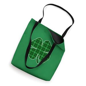 Funny St Patricks Day Irish Green Buffalo Plaid Shamrock Tote Bag