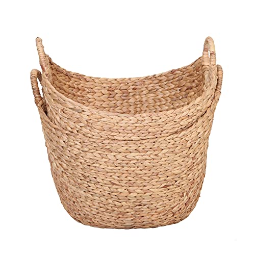 Better Homes & Gardens Large Natural Water Hyacinth Boat Basket, Set of 2