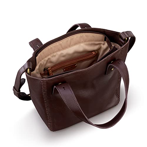 The Sak Liv Satchel in Leather, Large Purse with Removable, Convertible Straps, Mahogany