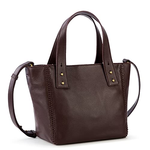 The Sak Liv Satchel in Leather, Large Purse with Removable, Convertible Straps, Mahogany