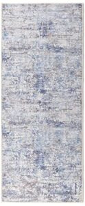 great american distributors – machine washable – spatter abstract ombre theme print area rug, transitional – soft, living room carpet – blue, gray