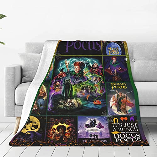 Hocus Halloween Pocus Blankets Soft Flannel Blanket Warm Fuzzy Lightweight Throw Blanket for Couch Living Room All Season 40x50in