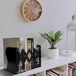 KIROYAL Adjustable Bookends Non Skid Decorative Bookends,Metal Bookends for Heavy Books,Bookshelf Organizer Holder for Books and Magazines for Desk