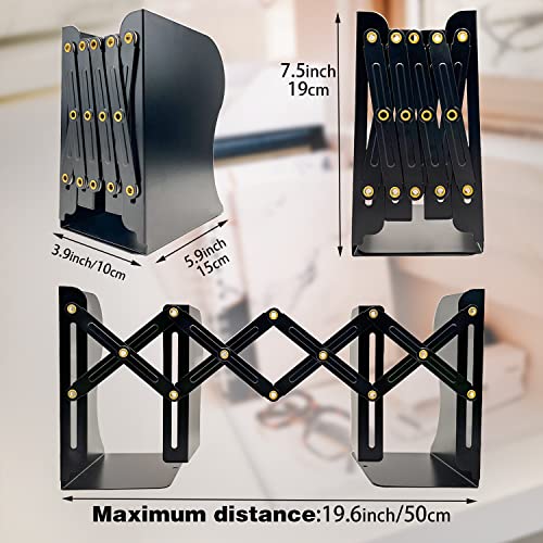 KIROYAL Adjustable Bookends Non Skid Decorative Bookends,Metal Bookends for Heavy Books,Bookshelf Organizer Holder for Books and Magazines for Desk